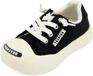 Kids Wide Toe Box Canvas Shoes Low Top Classic Canvas Sneakers Toddler Lace-up Fashion Casual Shoes for Boys and Girls
