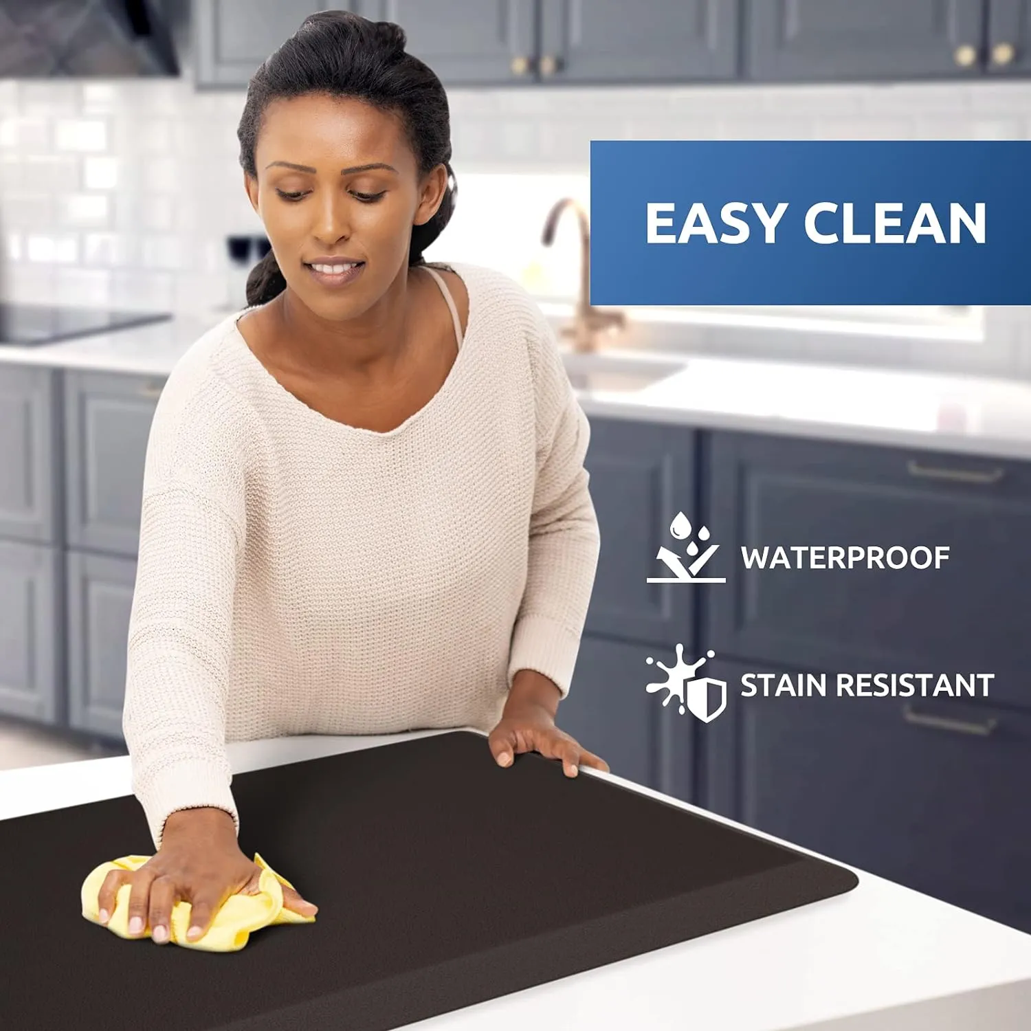 KitchenClouds Kitchen Mat Cushioned Anti Fatigue Rug 17.3"x28" Waterproof Non Slip Standing Desk Mat Comfort Floor Mats for Kitchen House Sink Office (Chocolate)