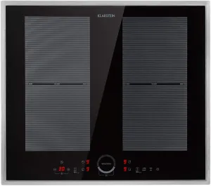 Klarstein Delicatessa Prime Induction Hob, 60 cm, Built-In Self-Sufficient, 4 Zones: 7000 W, Stainless Steel Frame, 9 Levels, Booster, Flex Zones, Residual Heat Indicator, Stop & Go, Pan Recognition,