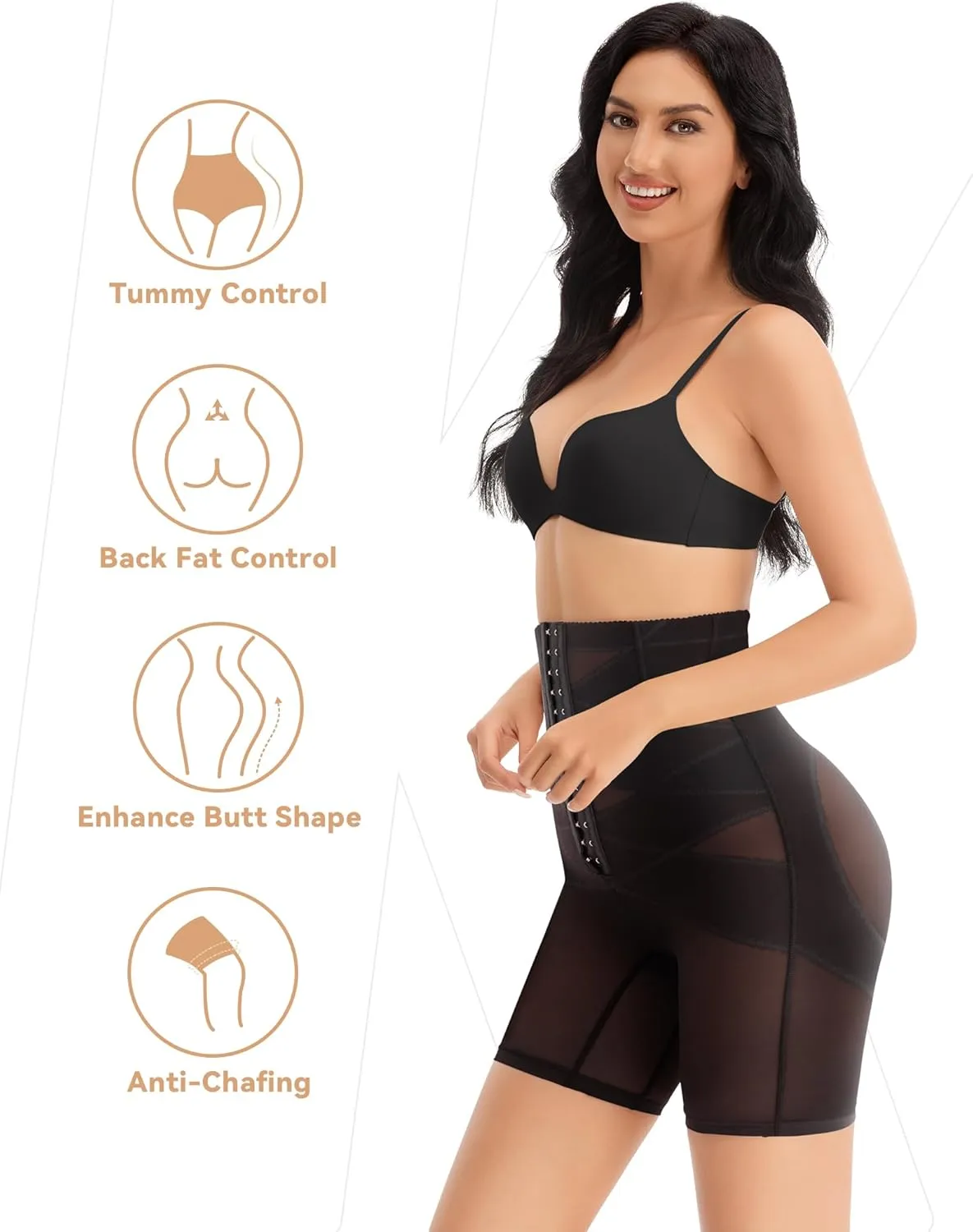 KLVEE Shapewear for Women Tummy Control Underwear High Waisted Body Shaper Shorts Waist Trainer Butt Lifting Adjustable