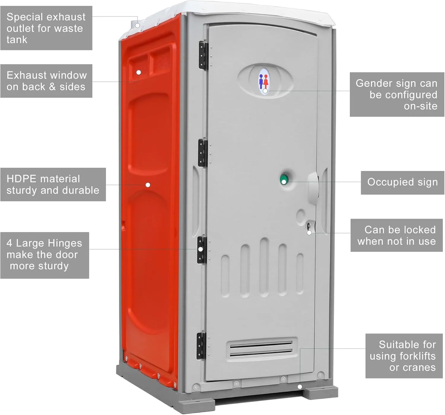 KM Legend Portable Toilet, Outdoor Portable Restroom, Mobile Toilet with Flushing System and Wash Basin for Concerts, Conventions, Construction Sites, Outdoor Public Events, Sporting Events