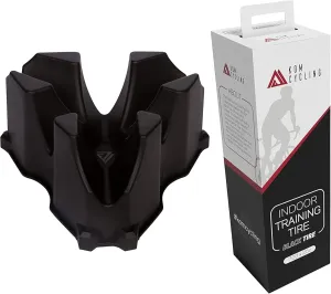 KOM Cycling Indoor Trainer Front Wheel Riser Block and Indoor Road Bike Trainer Tire Bundle Set