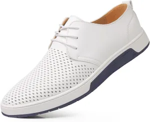 konhill Men's Casual Oxford Shoes - Breathable Dress Shoes Loafers Lace-up Flat Sneakers