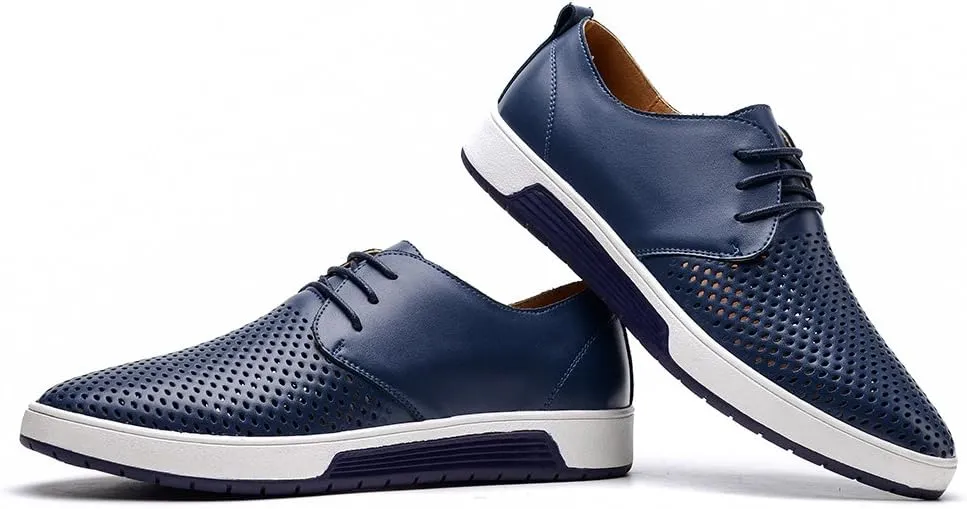 konhill Men's Casual Oxford Shoes - Breathable Dress Shoes Loafers Lace-up Flat Sneakers