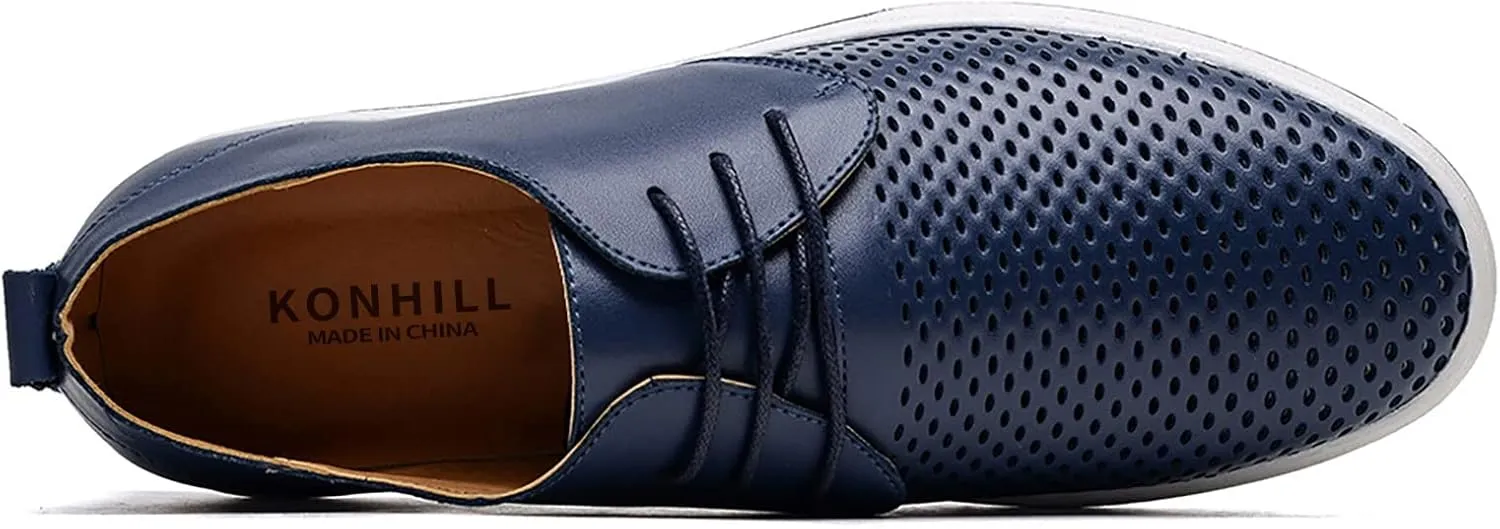 konhill Men's Casual Oxford Shoes - Breathable Dress Shoes Loafers Lace-up Flat Sneakers