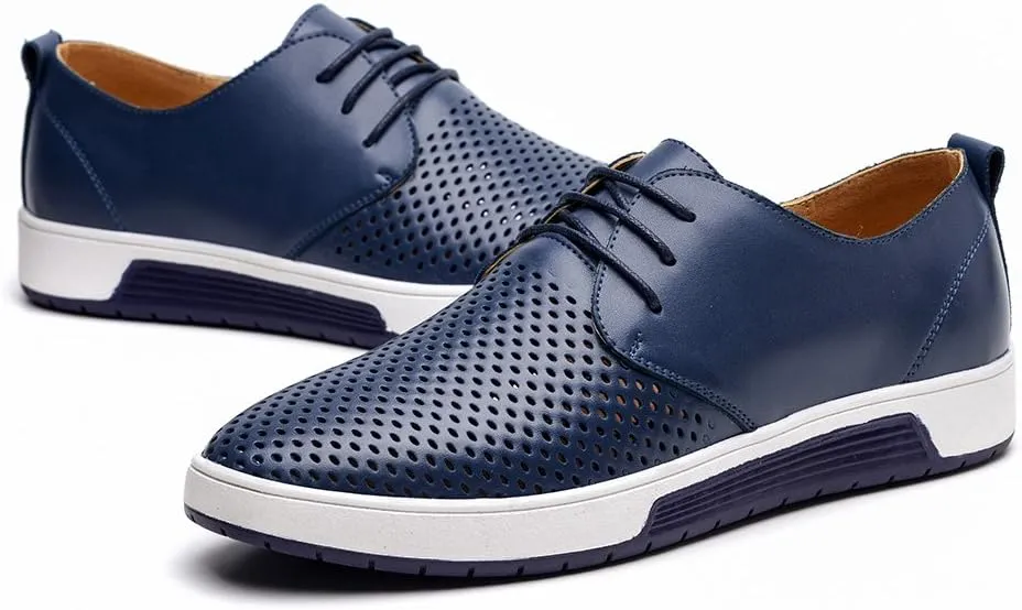 konhill Men's Casual Oxford Shoes - Breathable Dress Shoes Loafers Lace-up Flat Sneakers