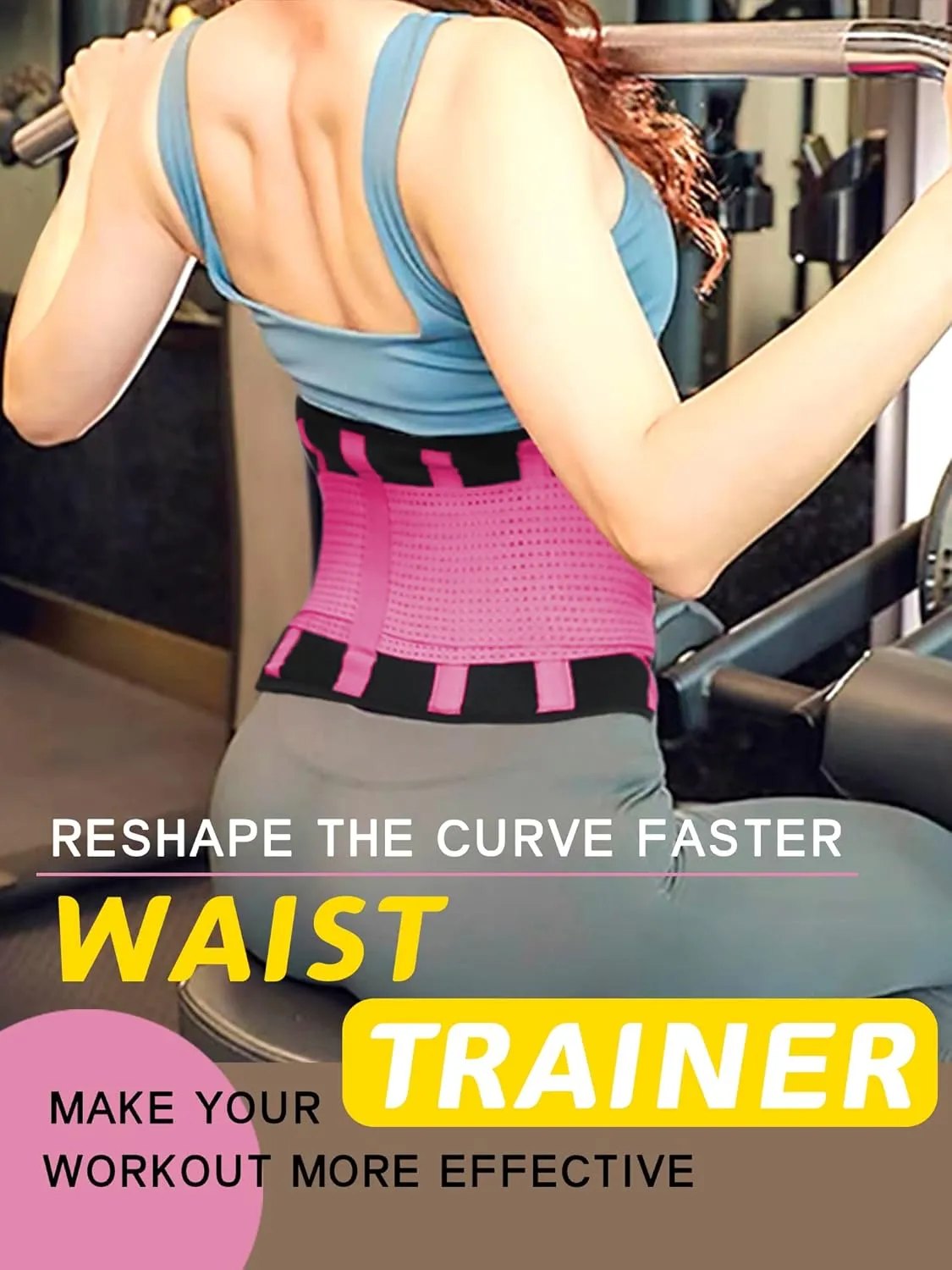 KOOCHY Waist Trainer for Women - Waist Trimmer Back Support Belt Sweat Wrap for Weight Loss Workout Fitness Gym Sport