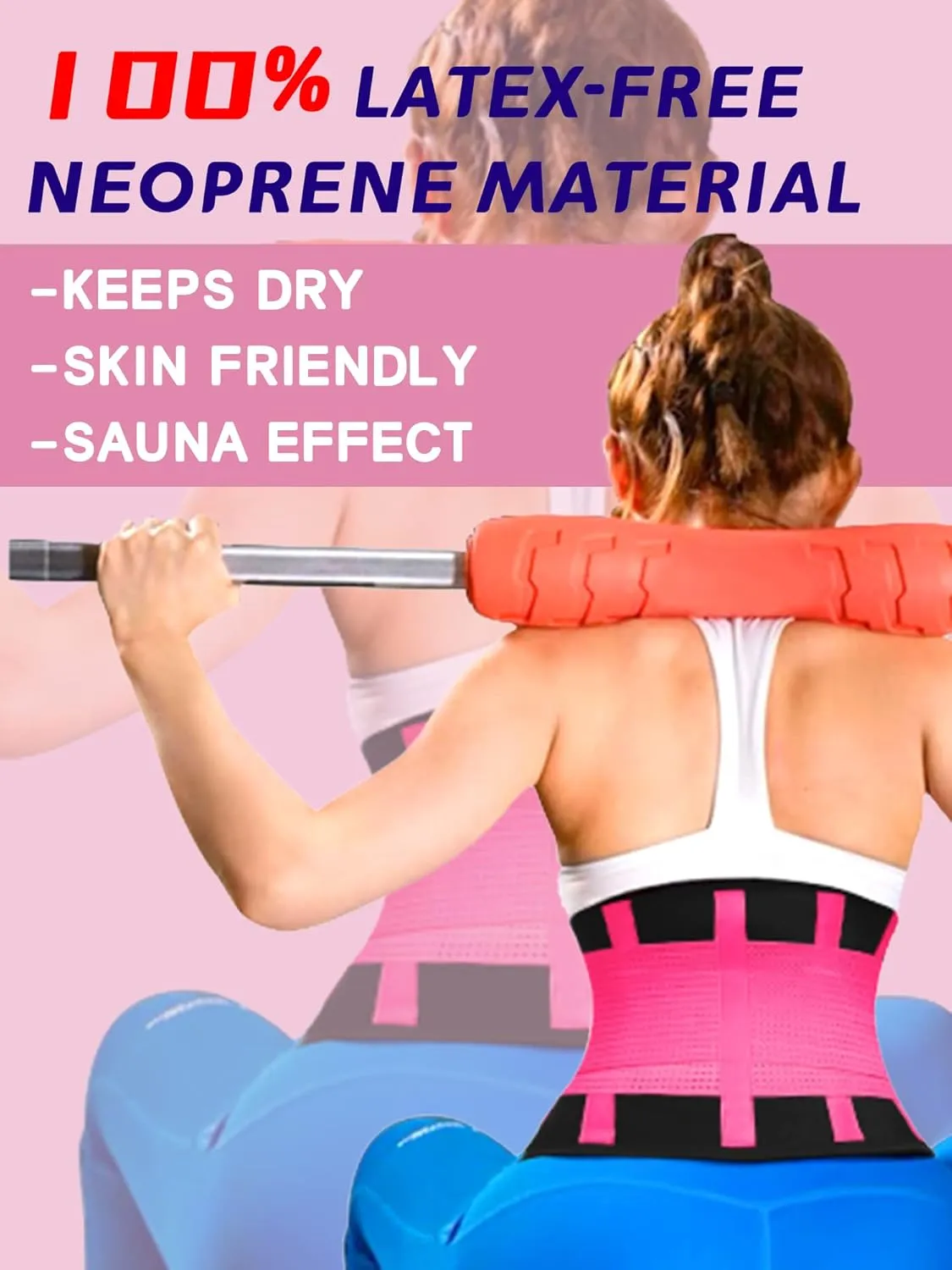 KOOCHY Waist Trainer for Women - Waist Trimmer Back Support Belt Sweat Wrap for Weight Loss Workout Fitness Gym Sport