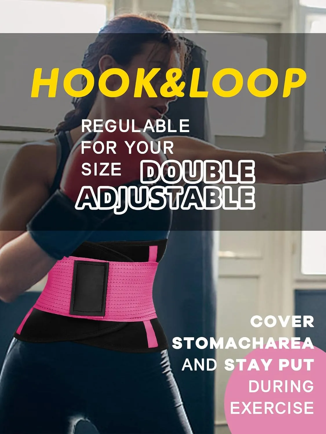 KOOCHY Waist Trainer for Women - Waist Trimmer Back Support Belt Sweat Wrap for Weight Loss Workout Fitness Gym Sport