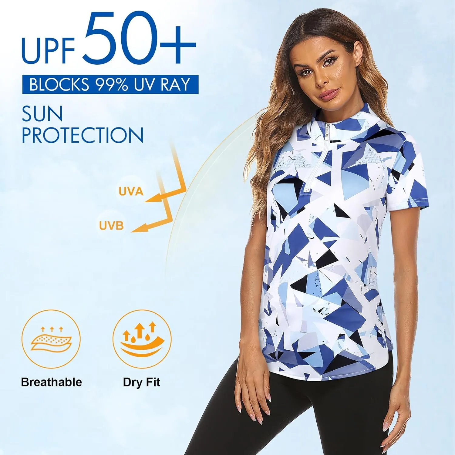Koscacy Women's Long Sleeve Golf Tennis Polo Shirts UPF50  Half Zip Dry Fit Workout Tops Athletic Shirt