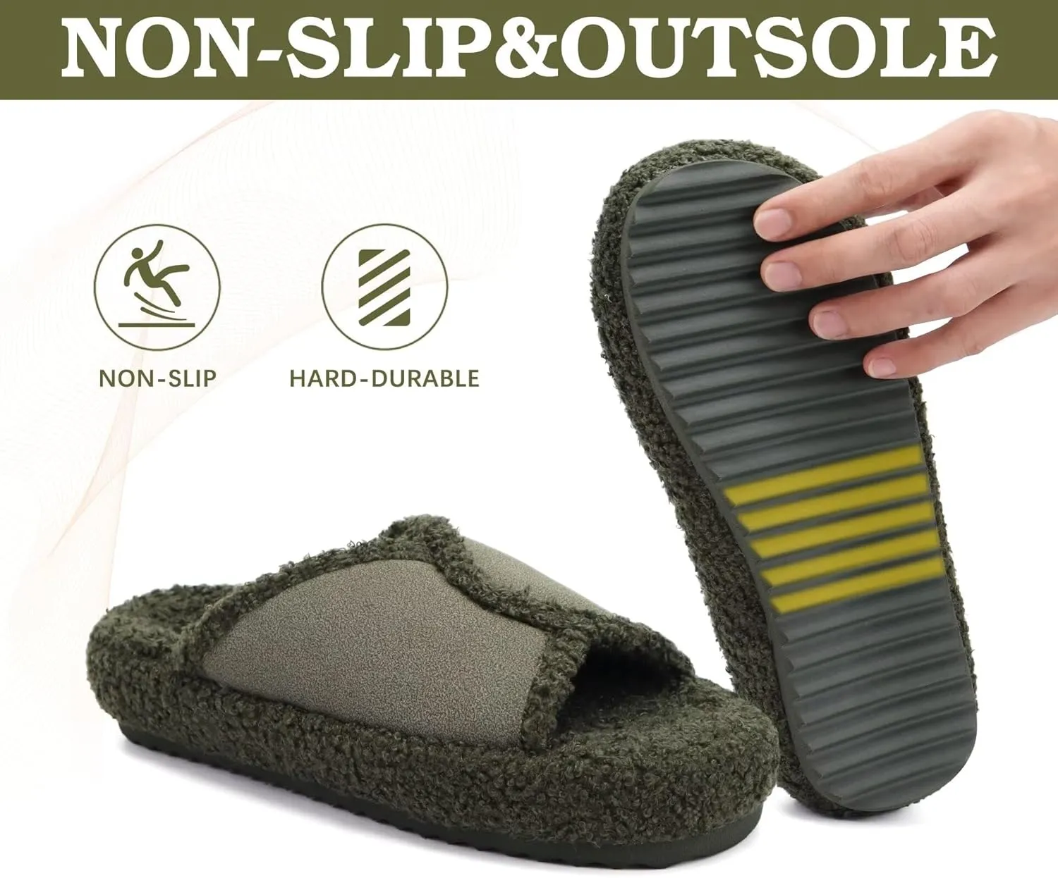 KUAILU Women Cozy Slippers Comfortable Suede Faux Fluff Warm Sherpa Lining House slippers for ladies Bedroom Memory Foam Cushioned Orthotic Open Toe Slides Thick Hard Sole Indoor&Outdoor (US Size 5-11)