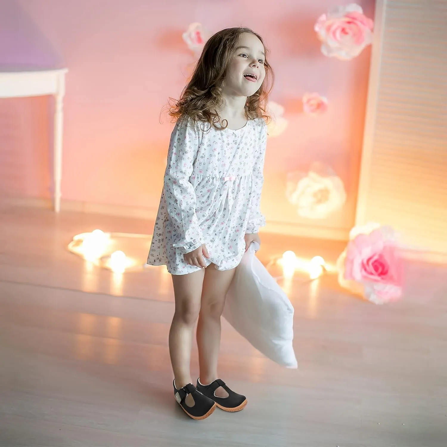 L-RUN Toddler Girls Dress Shoes Lightweight Mary Jane Shoes for Girls Anti-Slip School Shoes for Toddler Girls