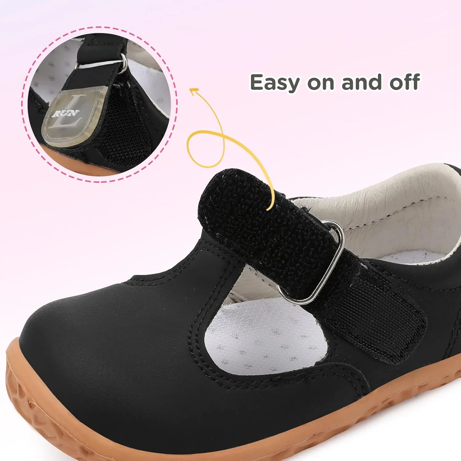 L-RUN Toddler Girls Dress Shoes Lightweight Mary Jane Shoes for Girls Anti-Slip School Shoes for Toddler Girls