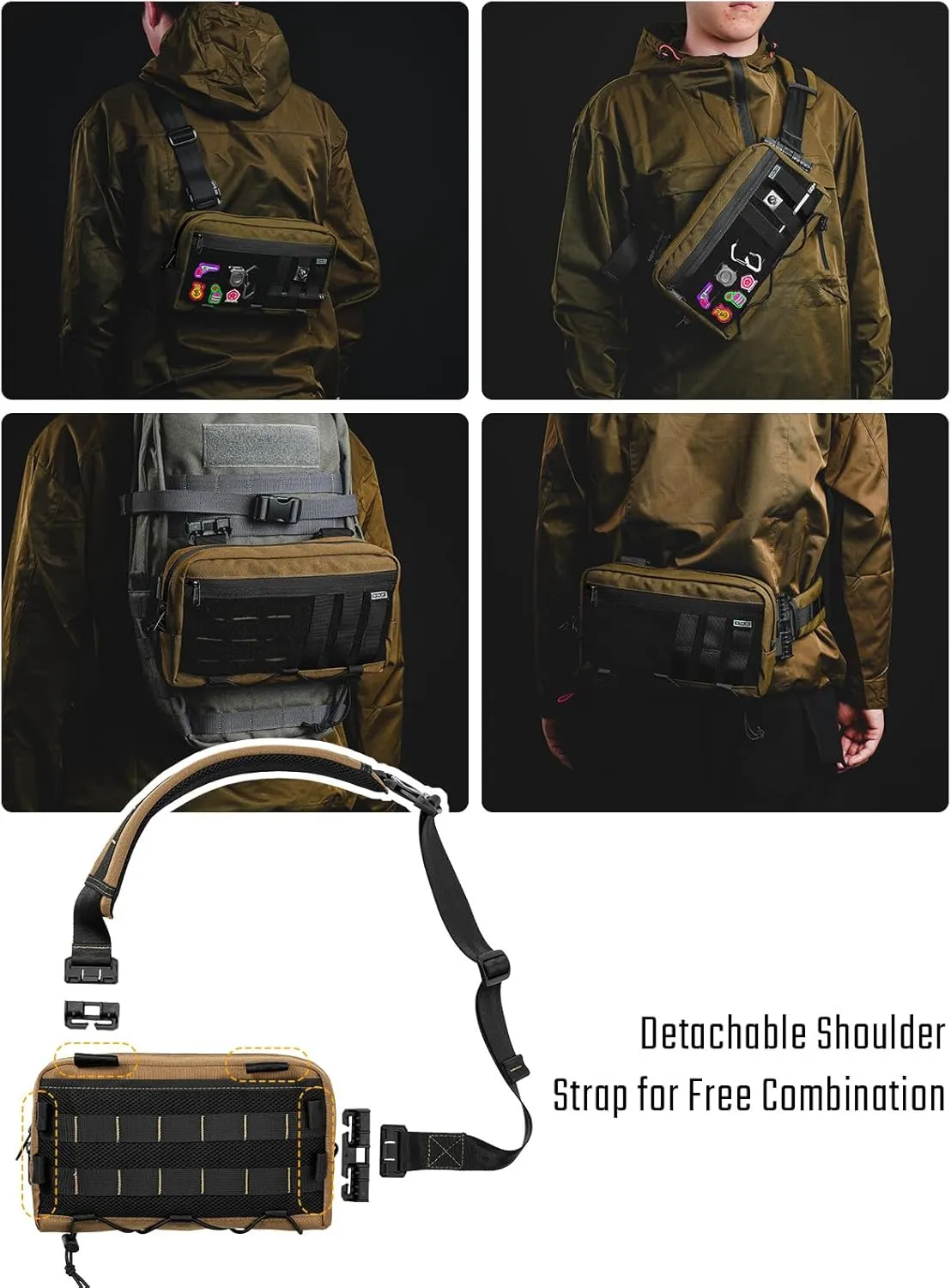 L3C EDC Sling Bag, Crossbody Shoulder Bag, Multipurpose Daypack, Chest Backpack Casual Sling Bag for Men & Women (Coyote Tan)