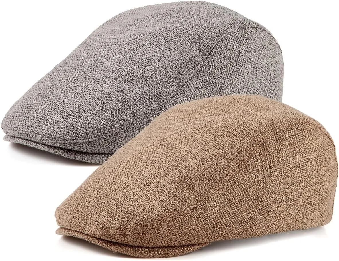 LADYBRO 2Pack Unisex Flat Cap Newsboy Hats for Men Women, Summer Casual Adjustable