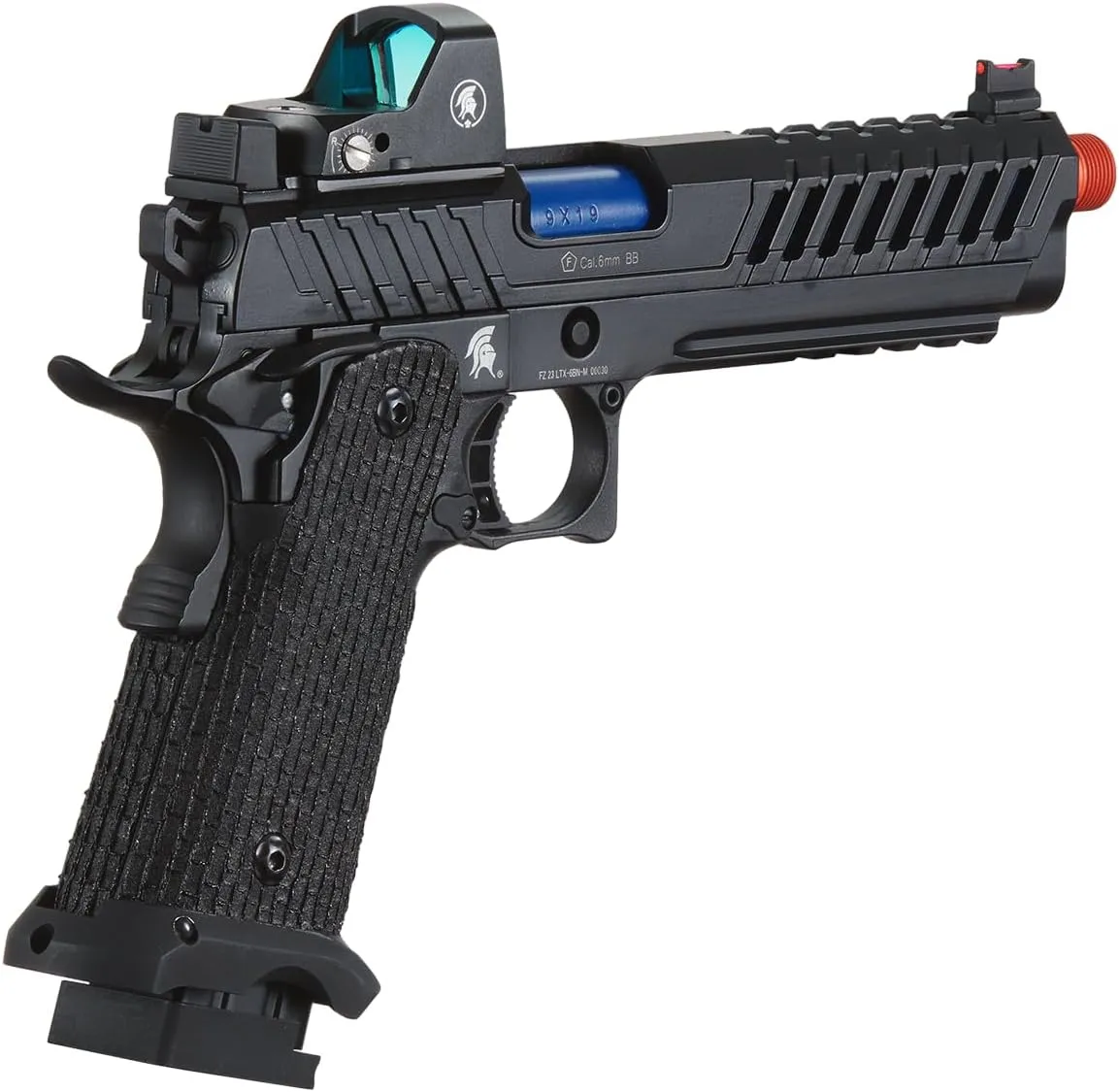 Lancer Tactical Knightshade Hi-Capa Gas Blowback Airsoft Pistol with Mi-cro Red Dot Sight (Blue/Black)