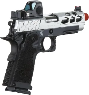 Lancer Tactical STRYK Hi-Capa 4.3 Gas Blowback Airsoft Pistol with Red Dot Mini Sight (Black/Silver)