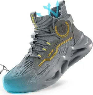 LAoutun Steel Toe Shoes for Men Women Work Shoes Safety Sneakers Shoes Comfortable Lightweight Puncture Proof Slip on Indestructible Work Shoes