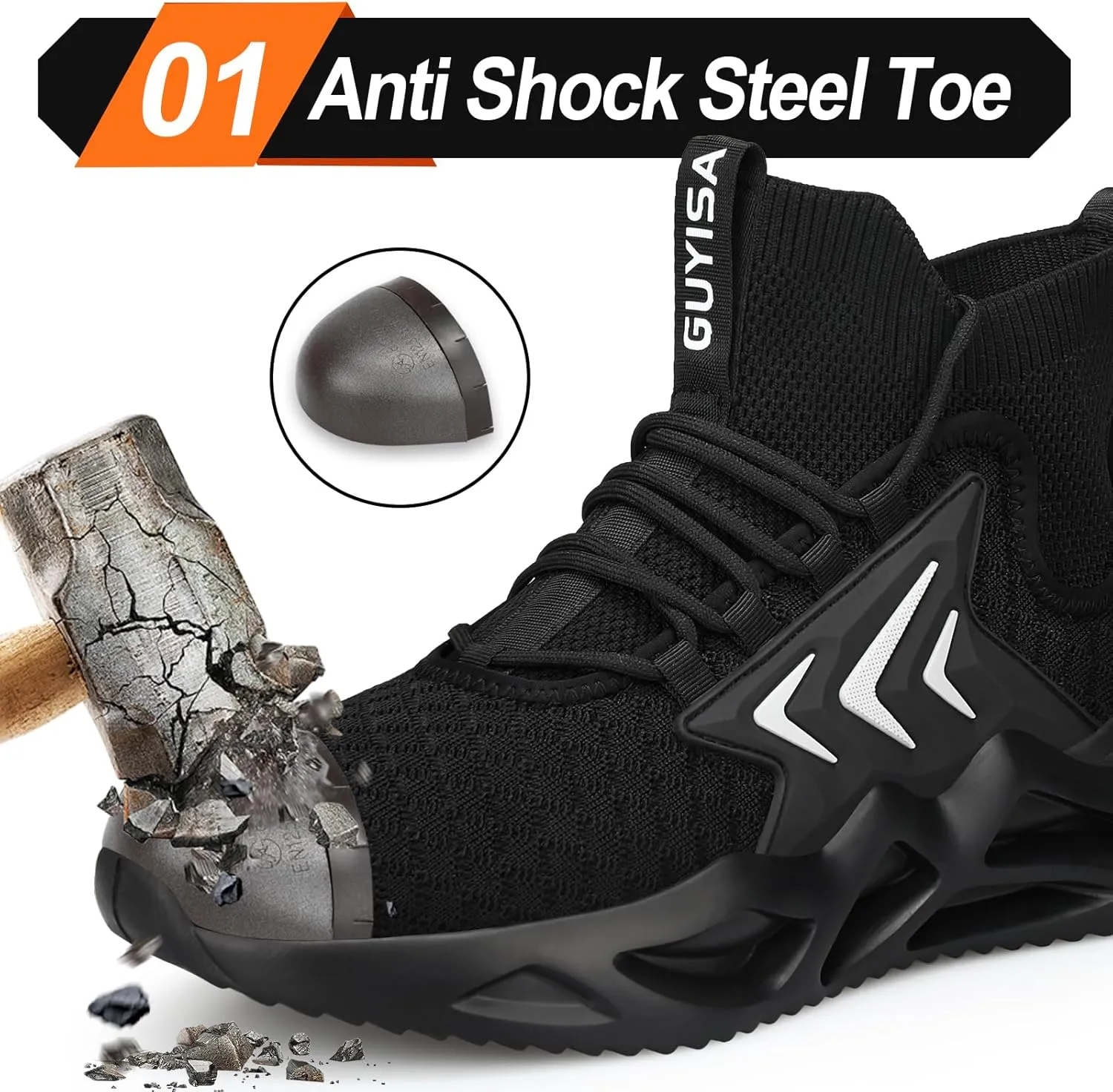 LAoutun Steel Toe Shoes for Men Women Work Shoes Safety Sneakers Shoes Comfortable Lightweight Puncture Proof Slip on Indestructible Work Shoes