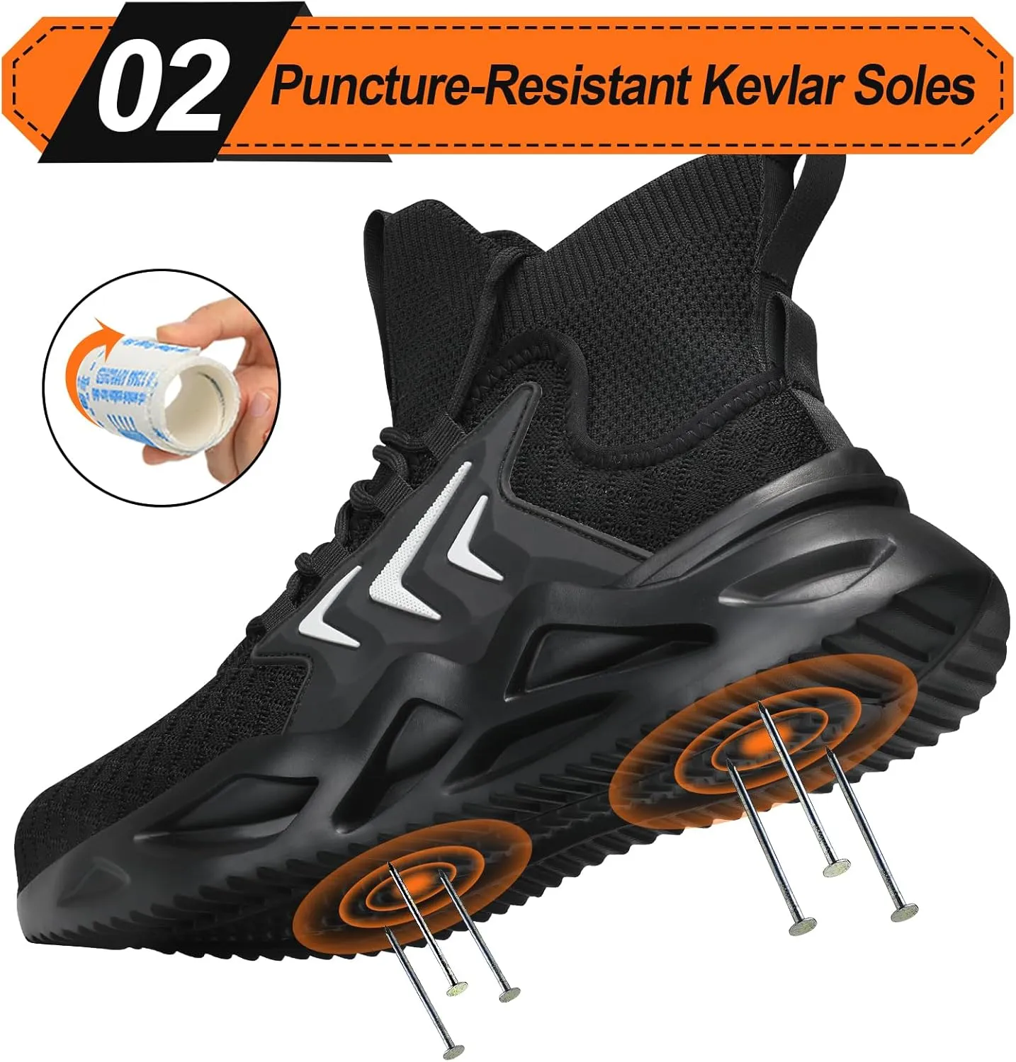 LAoutun Steel Toe Shoes for Men Women Work Shoes Safety Sneakers Shoes Comfortable Lightweight Puncture Proof Slip on Indestructible Work Shoes