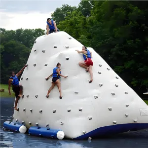 Large Water Toy Inflatable Rock Climbing Iceberg Water Toy, Adult Floating Toy Sea Amusement Park Equipment, PVC Waterproof Cloth with Electric Air Pump,16.4ft/5m*10ft/3m*10ft/3m