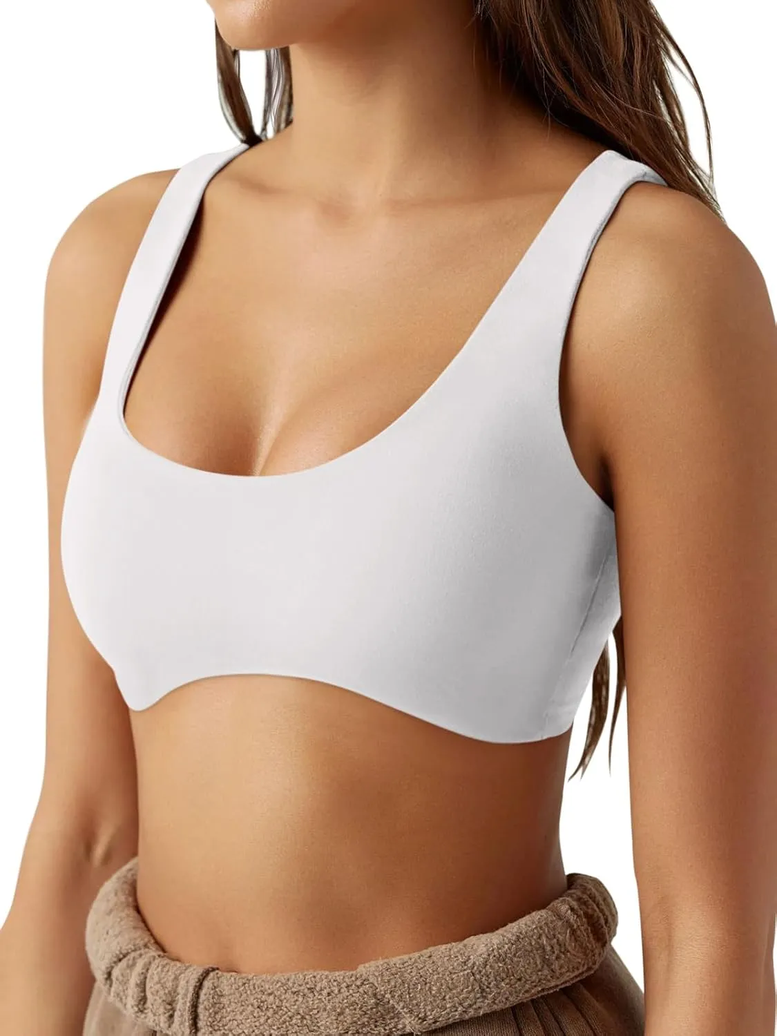 LASLULU Sexy Sports Bras for Women Scoop Neck Sleeveless Padded Bra Workout Yoga Crop Top