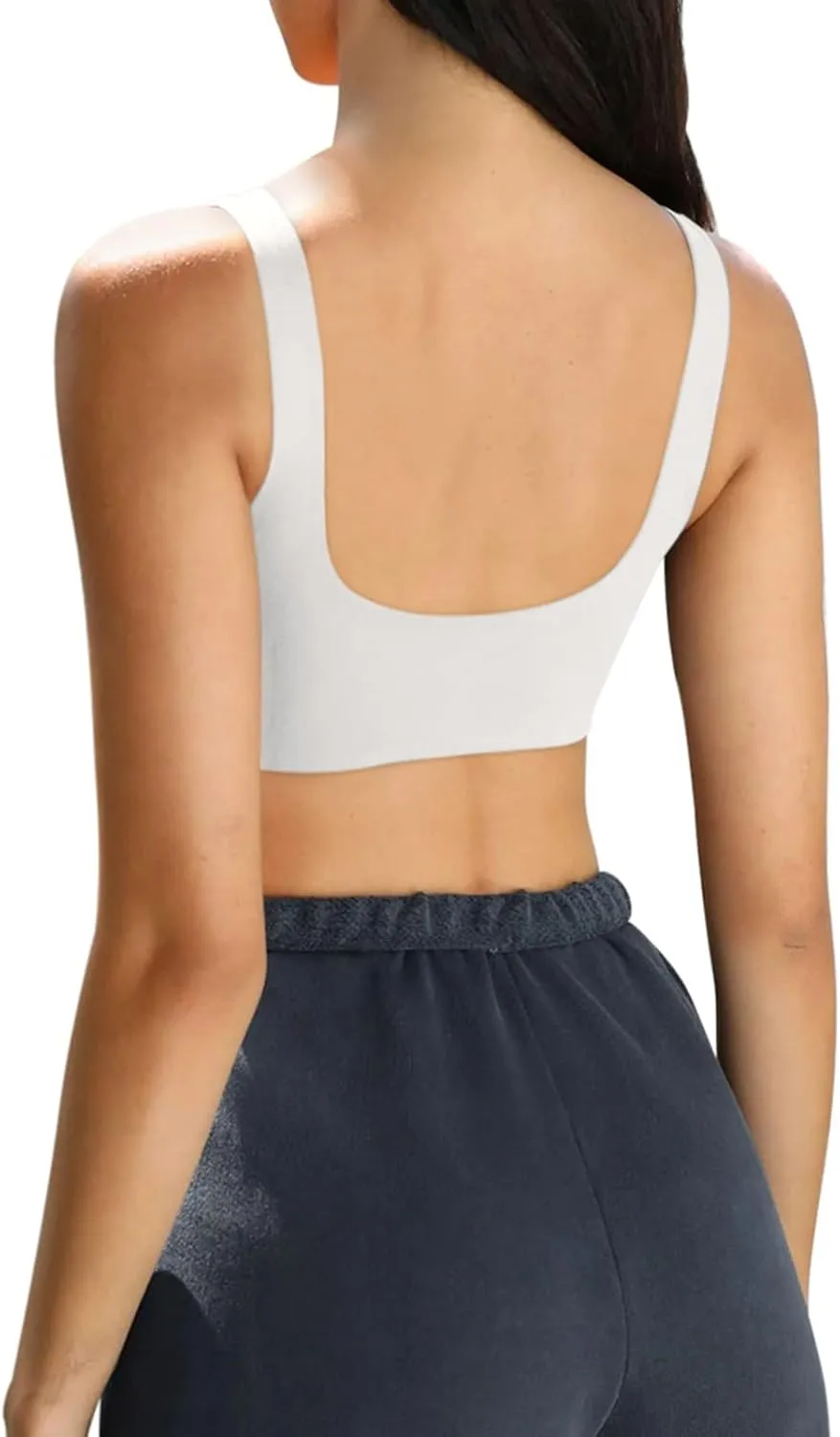 LASLULU Sexy Sports Bras for Women Scoop Neck Sleeveless Padded Bra Workout Yoga Crop Top
