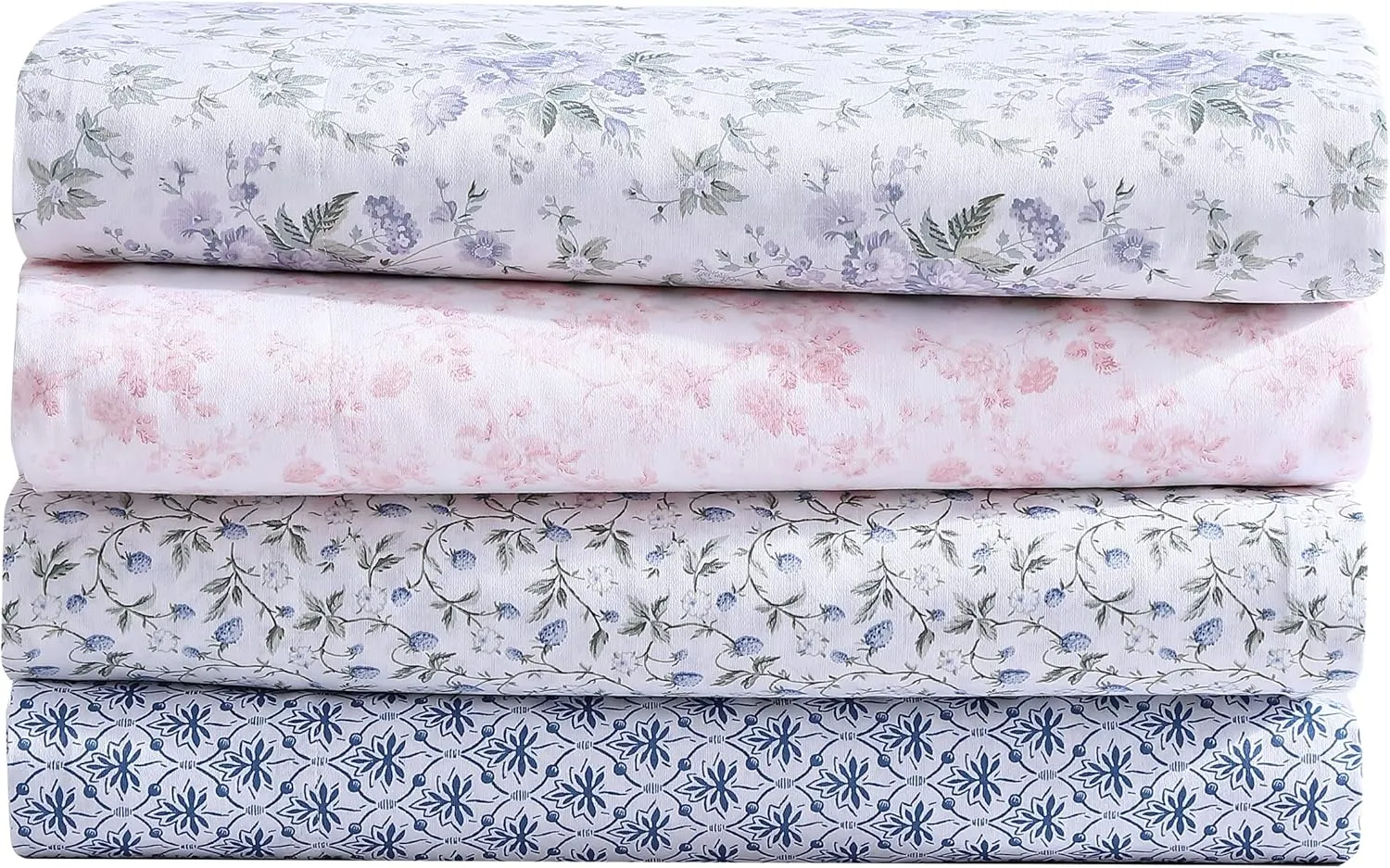 Laura Ashley Home King Sheet Set, Soft Sateen Cotton Bedding Set - Sleek, Smooth, & Breathable, Bella Pink