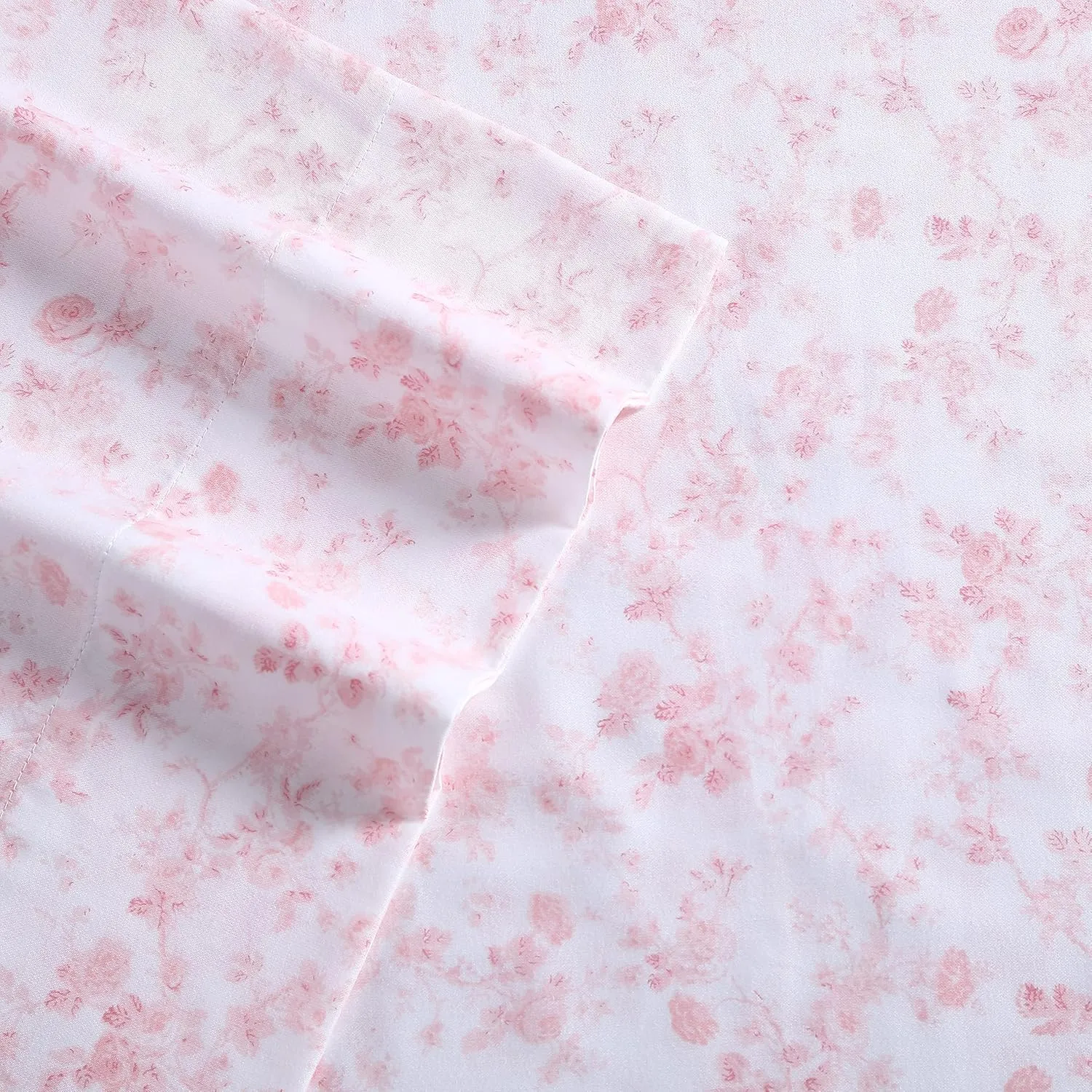 Laura Ashley Home King Sheet Set, Soft Sateen Cotton Bedding Set - Sleek, Smooth, & Breathable, Bella Pink