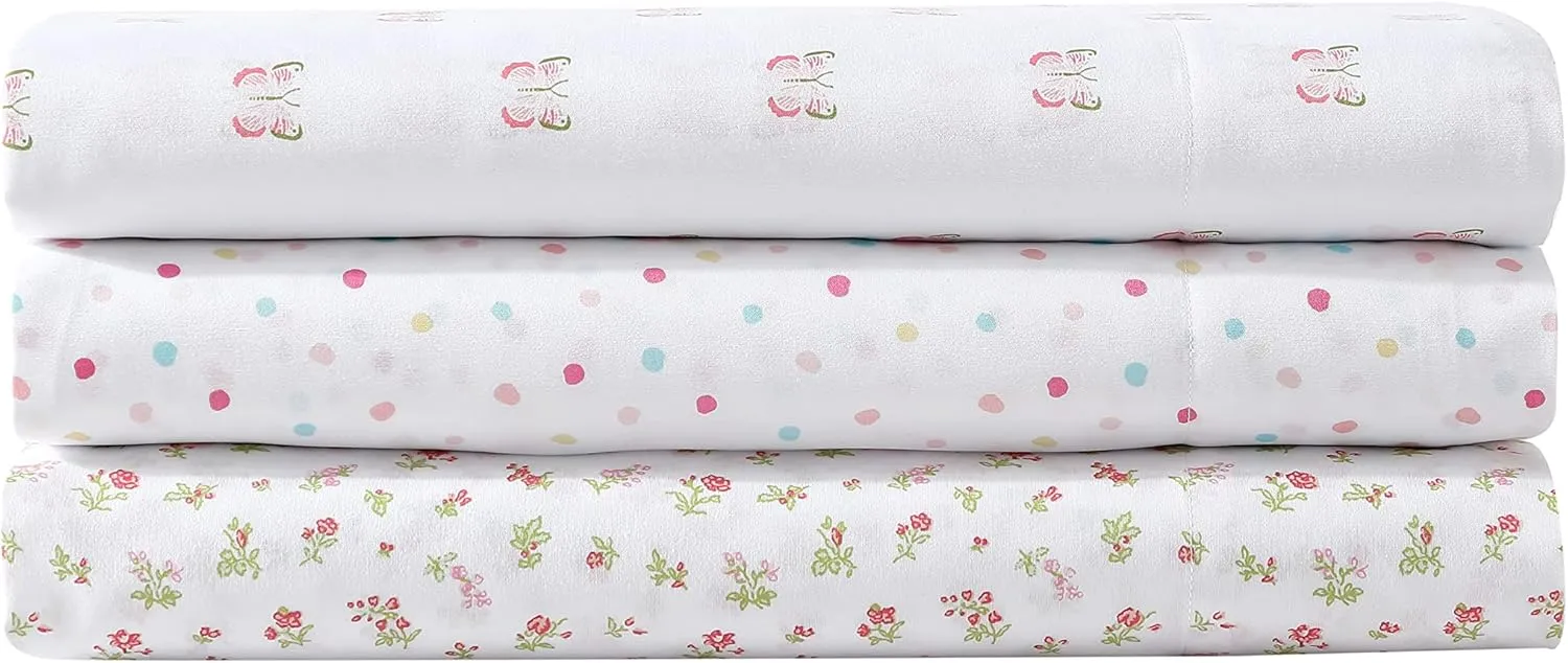 Laura Ashley Kids - Kids Sheet Set, Ultra-Soft & Breathable Toddler Bedding with Matching Pillowcases, Wrinkle-Resistant, Ideal Girl Room Essentials (Fluttery Friends Pink, Twin/Twin XL)