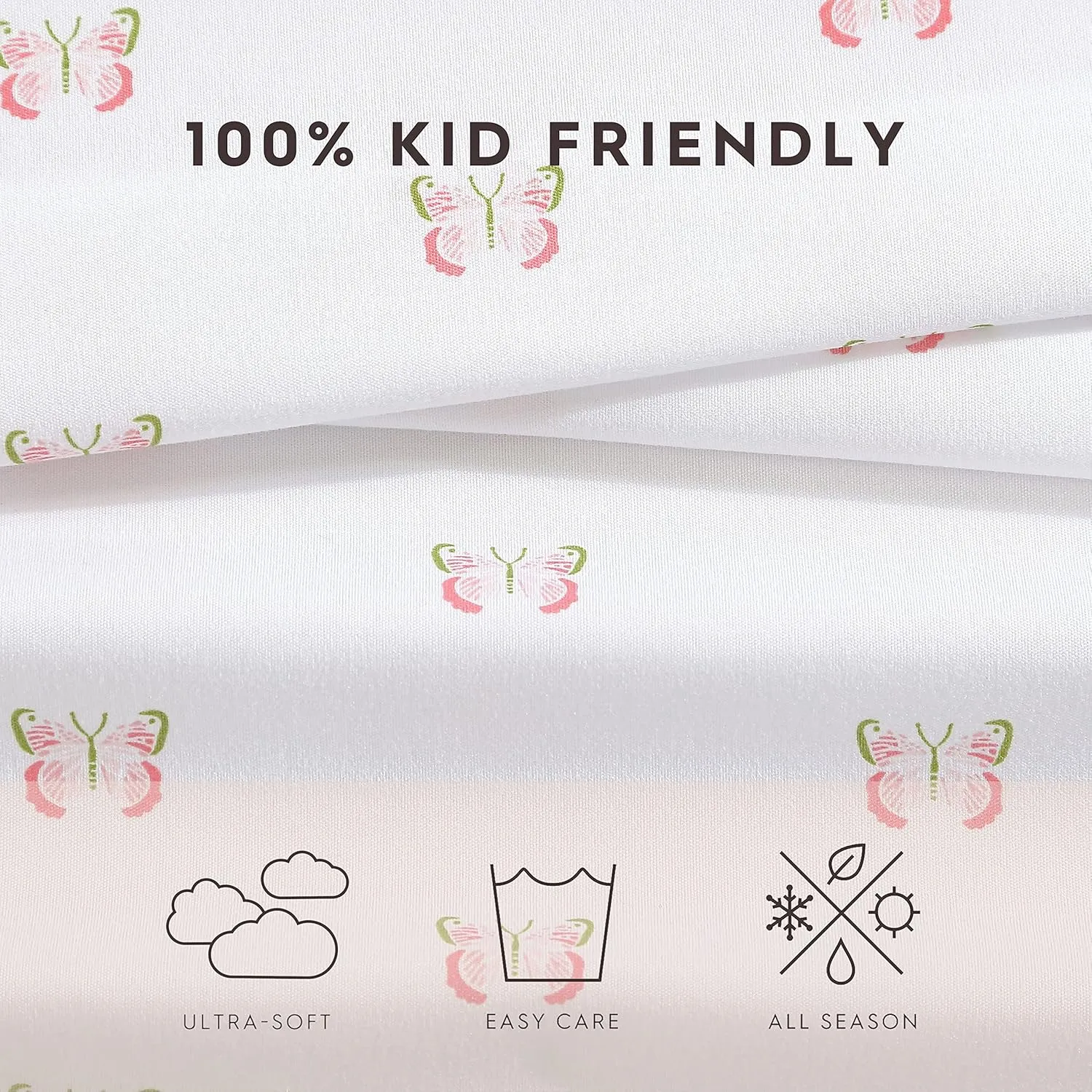 Laura Ashley Kids - Kids Sheet Set, Ultra-Soft & Breathable Toddler Bedding with Matching Pillowcases, Wrinkle-Resistant, Ideal Girl Room Essentials (Fluttery Friends Pink, Twin/Twin XL)