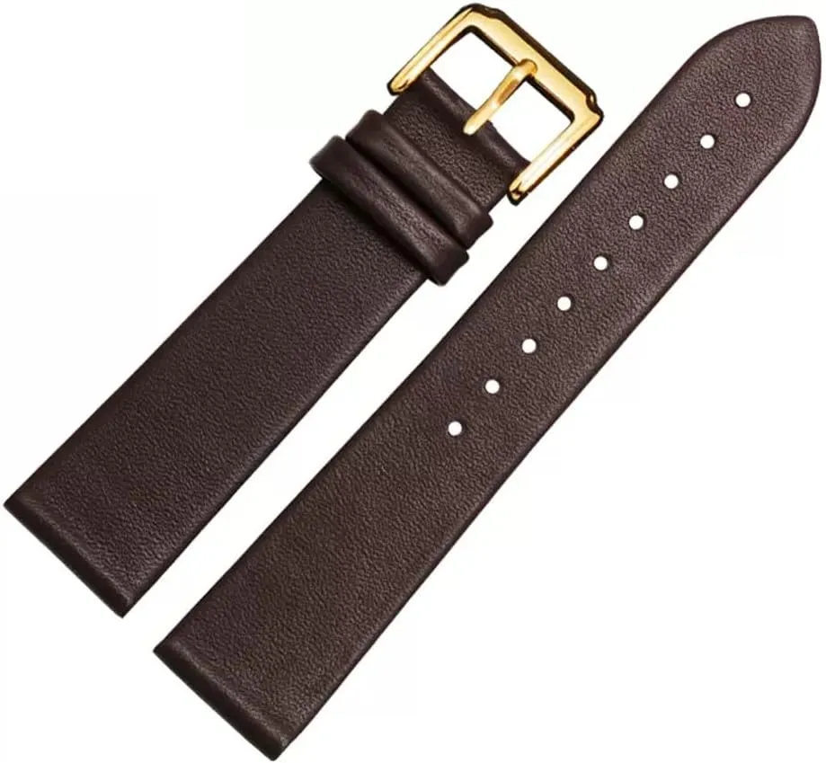 Leather Watch Strap for Men and Women -Thin Soft Buckle Accessories Thin Plain Grain Watch Chain(24mm)