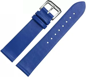 Leather Watch Strap for Men and Women -Thin Soft Buckle Accessories Thin Plain Grain Watch Chain(Blue,15mm)