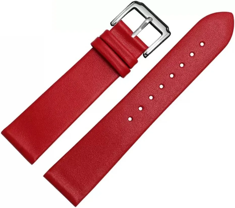 Leather Watch Strap for Men and Women -Thin Soft Buckle Accessories Thin Plain Grain Watch Chain(White-Dinosaur Doodle4,22mm)
