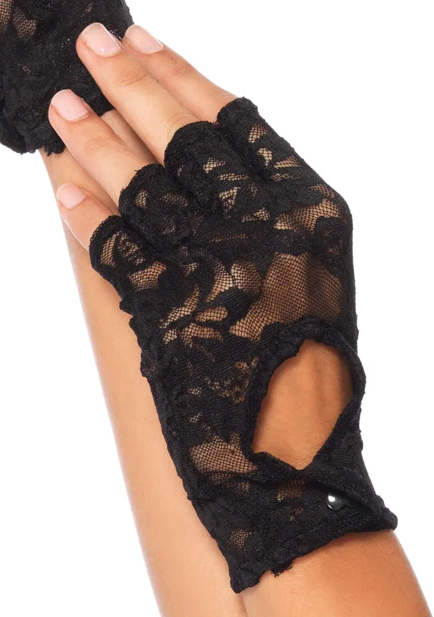 Leg Avenue Women's Lace Keyhole Fingerless Gloves