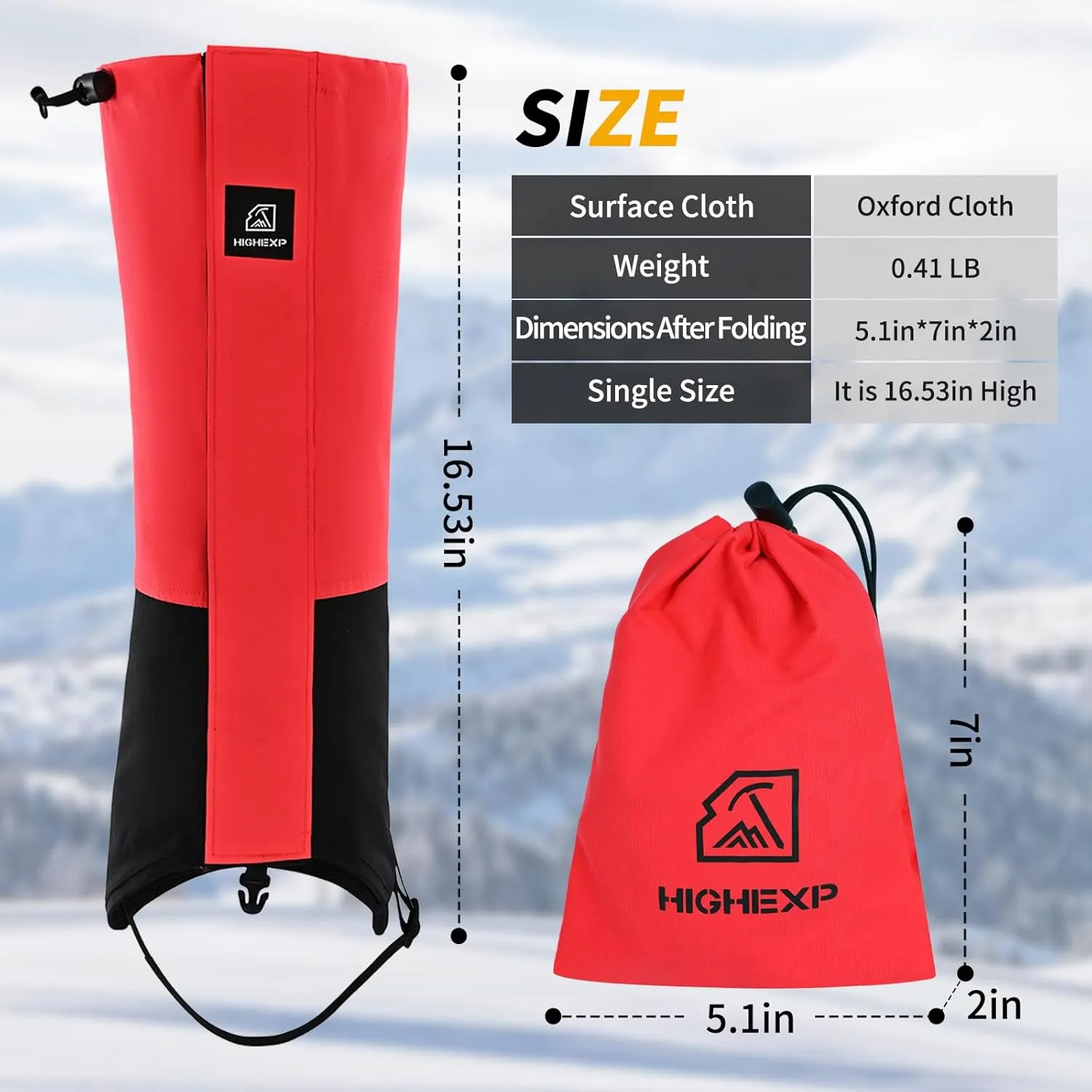 Leg Gaiters 100% Waterproof Adjustable Shoe Snow Boot Guard Gators for Hiking Shoe Cover Hunting Snowshoeing Climbing Walking for Women Men