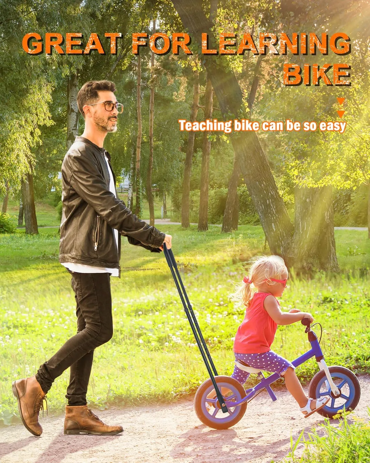 LEICHTEN Bike Safety Trainer Handle for Children,6 Height Adjustable Sturdy Balance Bike Accessories for Kids,Teaching Riding Without Training Wheels