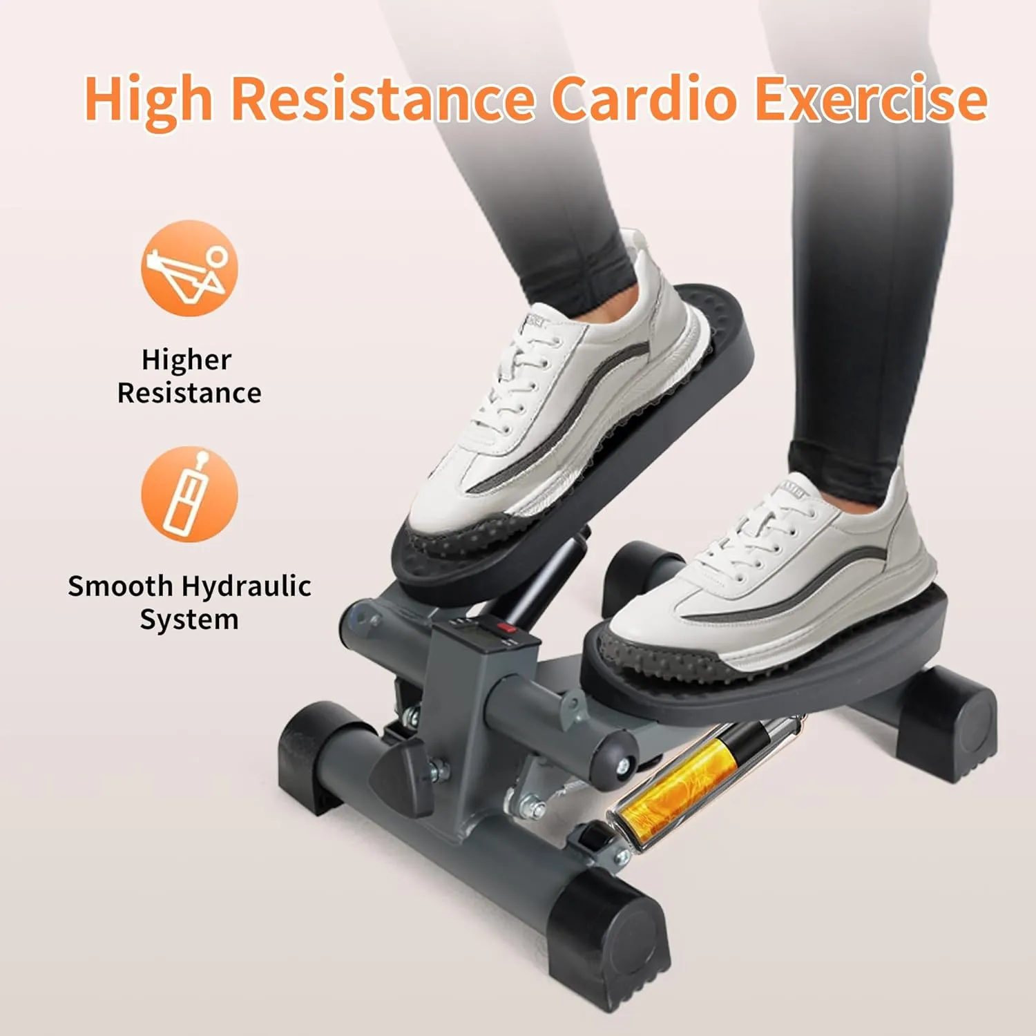 leikefitness Premium Portable Twist Stair Stepper Adjustable Resistance, Twisting Step Fitness Machine with Bands and LCD Monitor