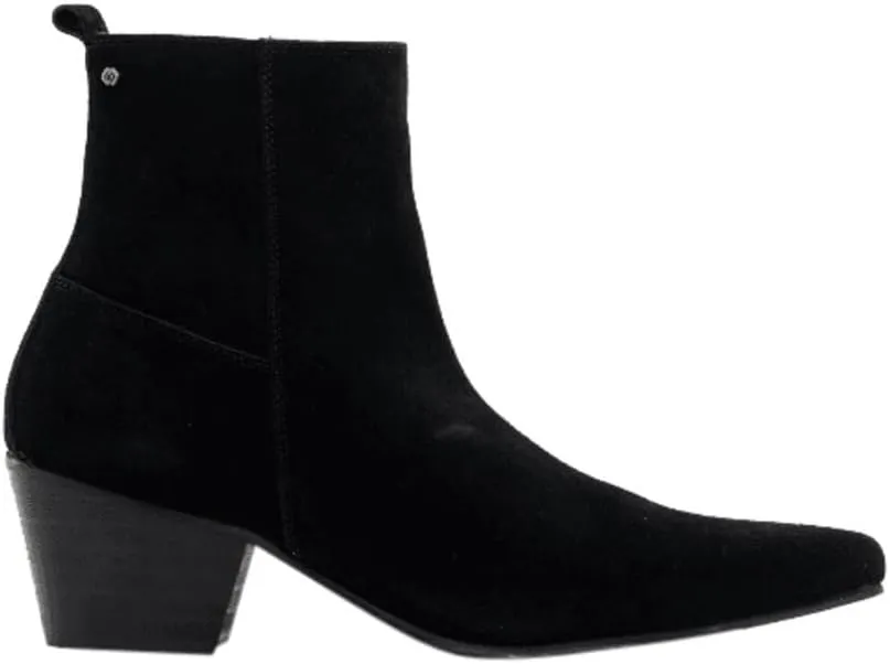 LENNON Mens Handcrafted Real Leather Winklepicker High Cuban Heel Side Zip Western Ankle Boots
