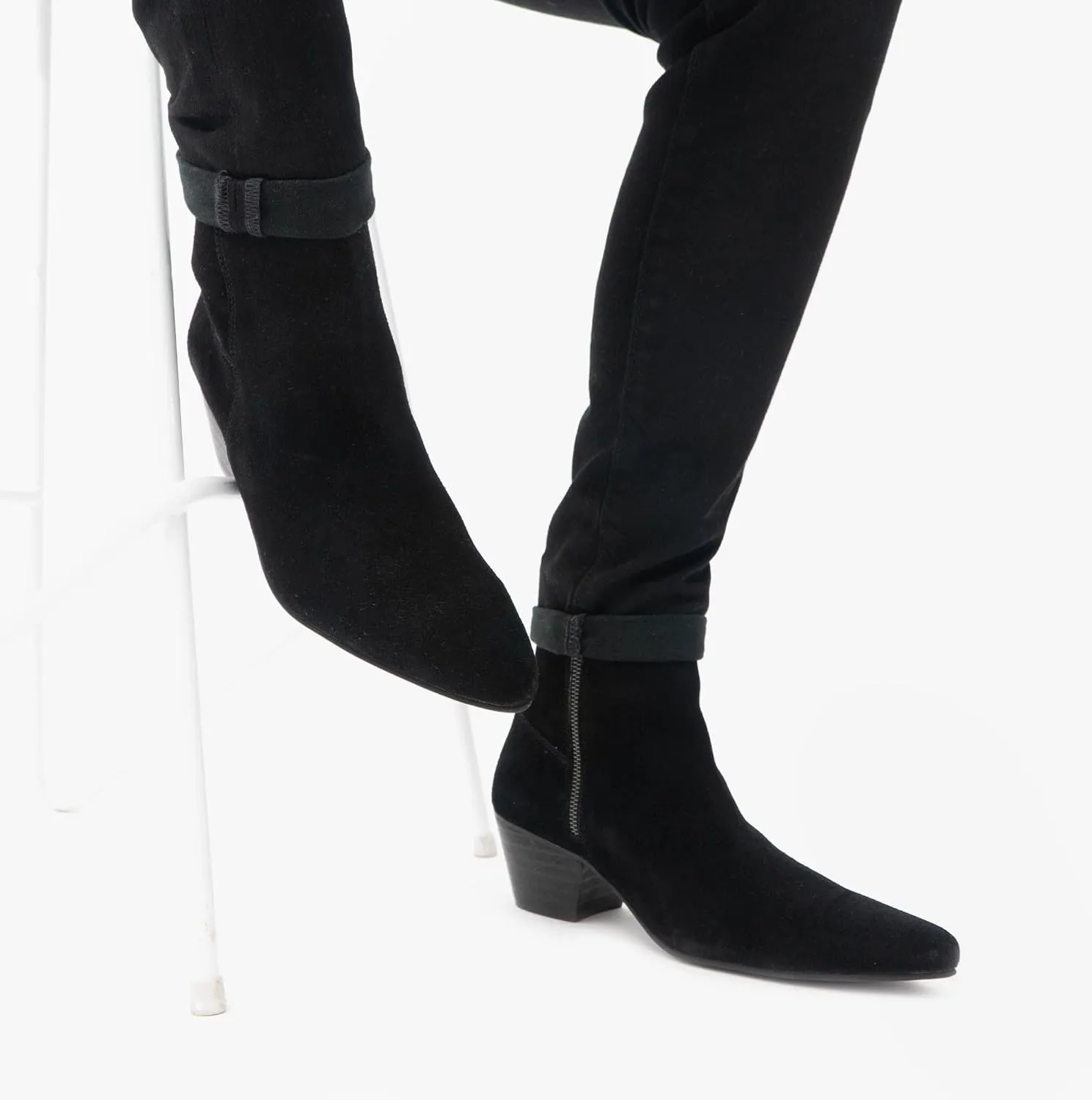 LENNON Mens Handcrafted Real Leather Winklepicker High Cuban Heel Side Zip Western Ankle Boots