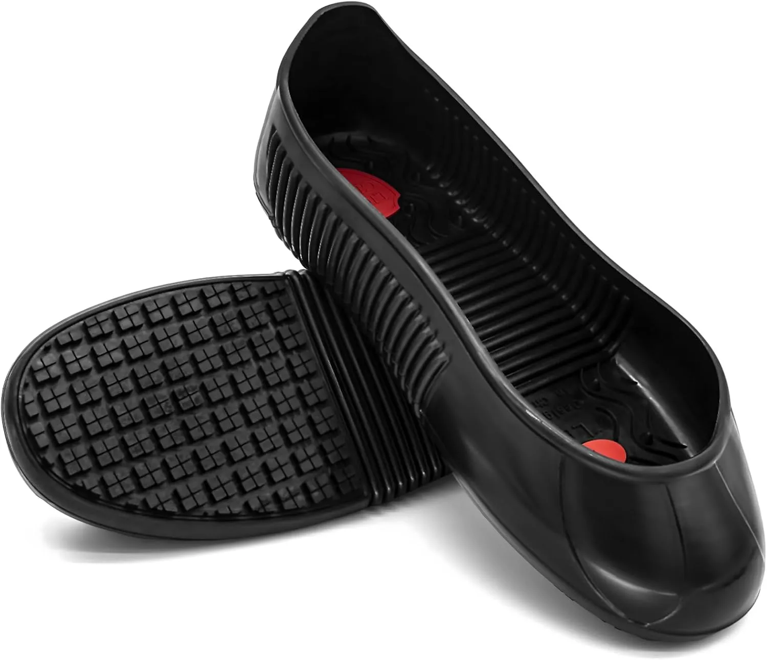 LG01 Crews Crew Guard Fuel oil Resistant (FO) Shoe Covers- CE/ASTM Anti-slip & Waterproof Rubber Overshoes for Work, Non-Slip Safety Protectors for Kitchen/Medical/Industry (Black, L（US7.5-10）)