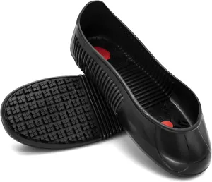 LG01 Crews Crew Guard Fuel oil Resistant (FO) Shoe Covers- CE/ASTM Anti-slip & Waterproof Rubber Overshoes for Work, Non-Slip Safety Protectors for Kitchen/Medical/Industry (Black, L（US7.5-10）)