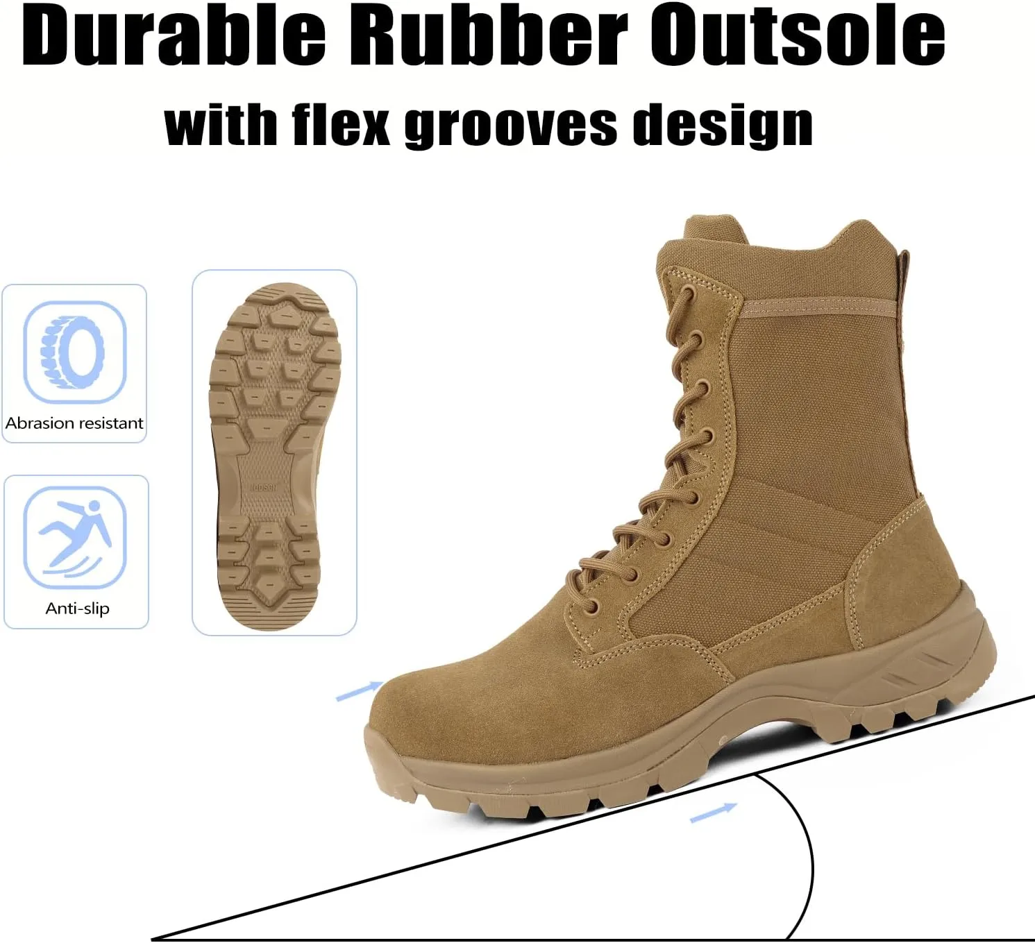 Lightweight Military Tactical Boots for Men Durable YKK Side Zipper Police Army Combat Jungle Breathable Comfortable Duty Boots