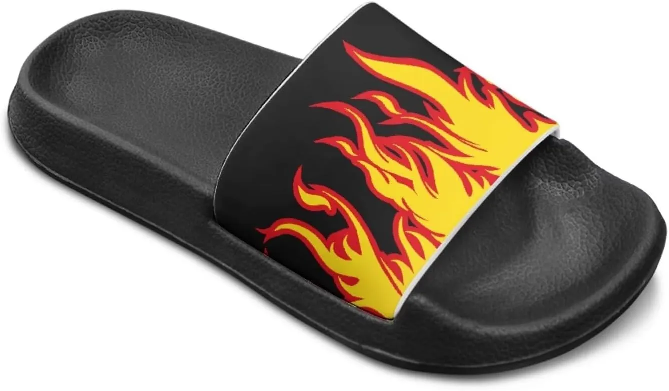 Lightweight Shower Slippers Flame Print Kids Sandals Boys Girls Suitable for Indoor Play Fashioned Outdoor