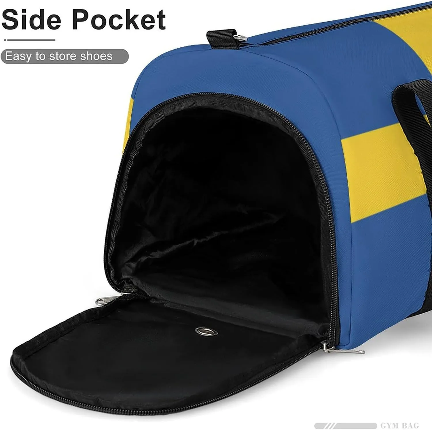 Lightweight Swedish Flag Sports Duffel Bag for Men Women Shoe Compartment