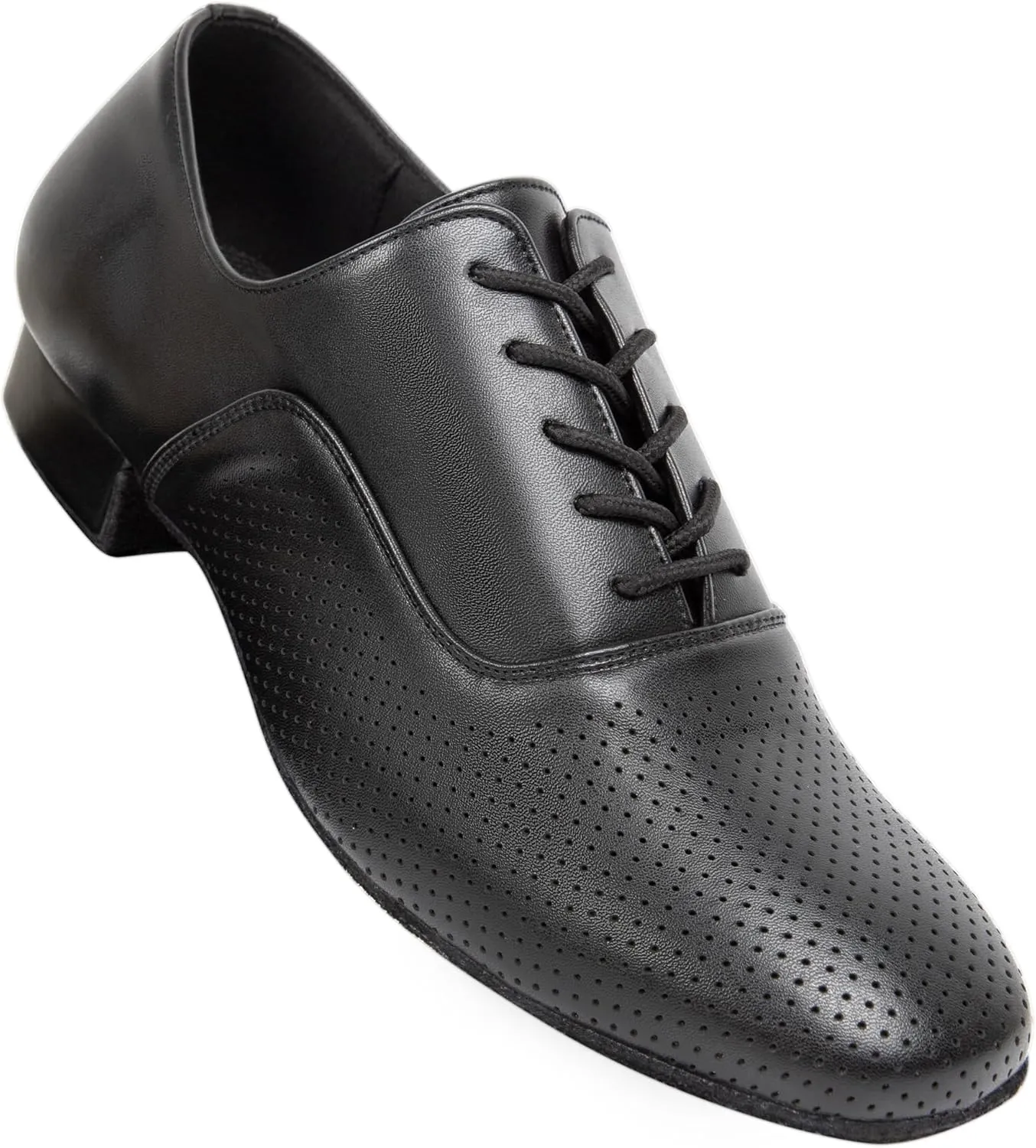 Linodes Breathable Men's Latin Dance Shoes 1 Inch Leather Sole Ballroom Salsa Tango Waltz Character Shoe