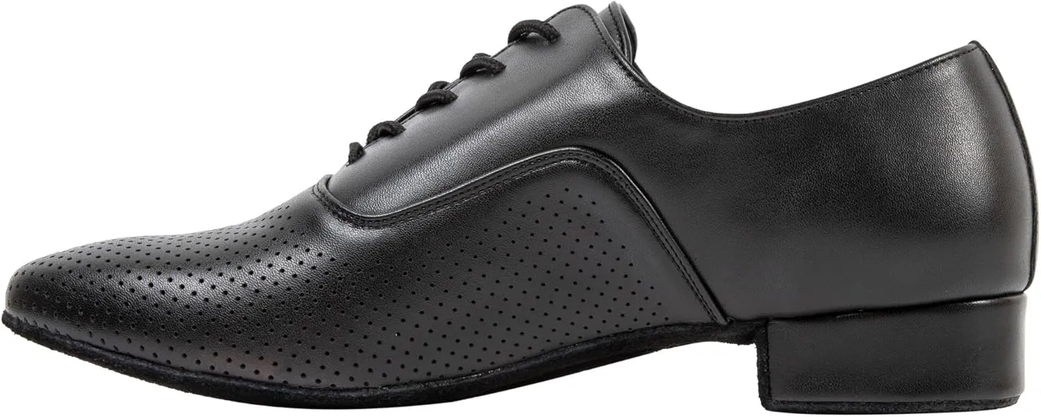 Linodes Breathable Men's Latin Dance Shoes 1 Inch Leather Sole Ballroom Salsa Tango Waltz Character Shoe