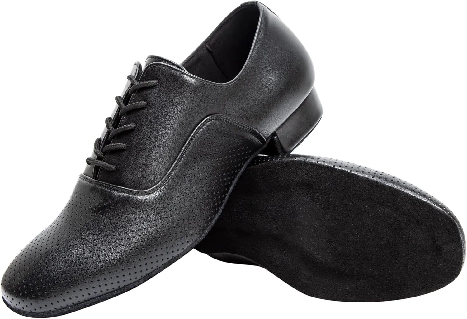 Linodes Breathable Men's Latin Dance Shoes 1 Inch Leather Sole Ballroom Salsa Tango Waltz Character Shoe