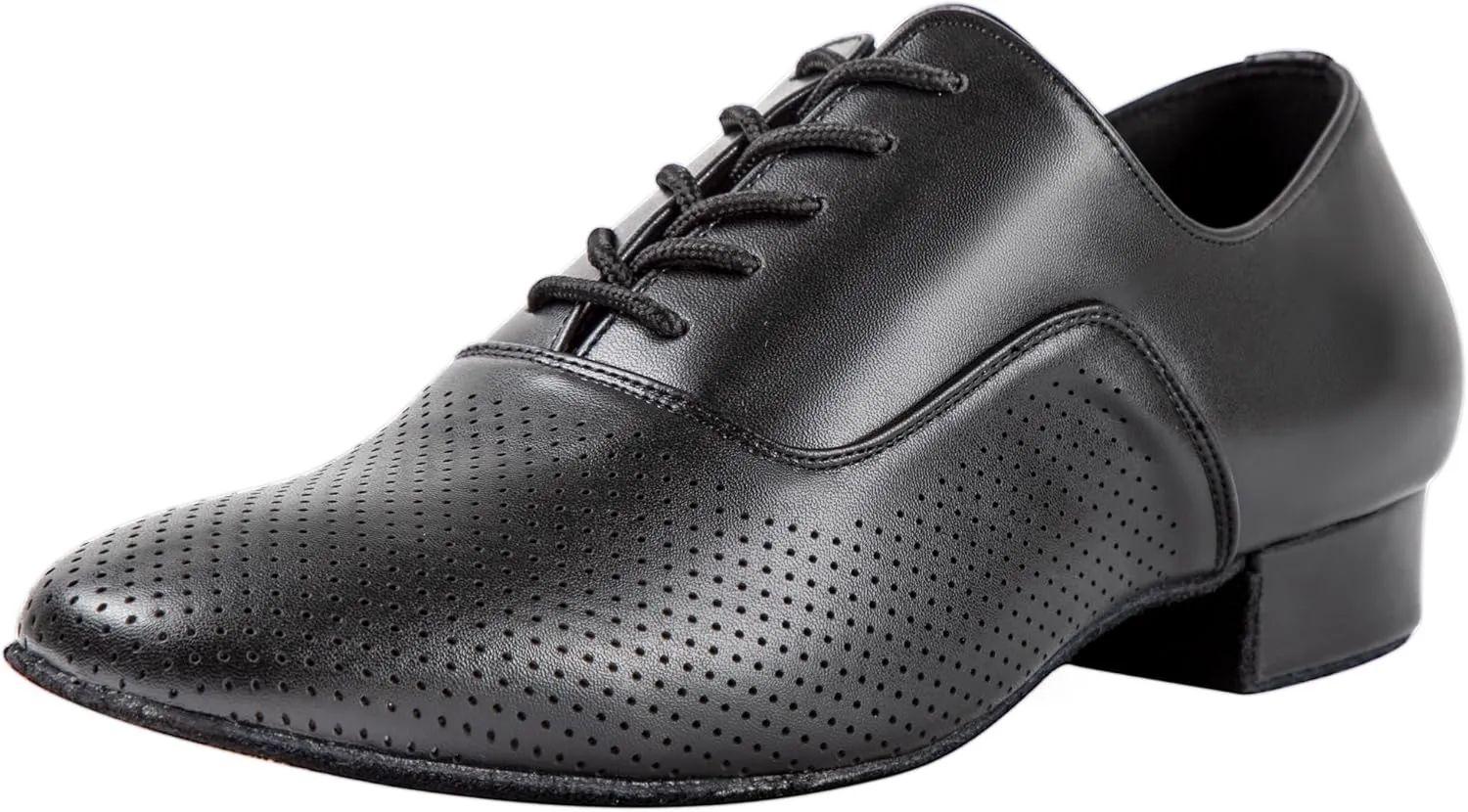 Linodes Breathable Men's Latin Dance Shoes 1 Inch Leather Sole Ballroom Salsa Tango Waltz Character Shoe