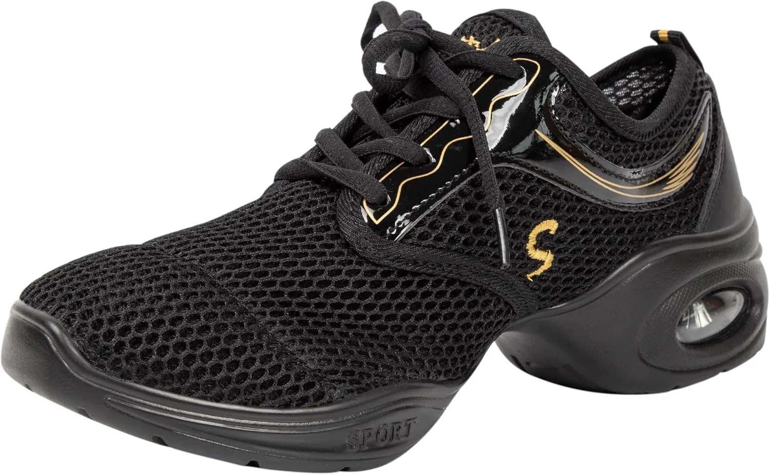 Linodes Women's Breathable Mesh Upper Jazz Dance Sneaker with Split Sole and Air Cushion Dance Multifunctional Walking Shoes Anti-Slip